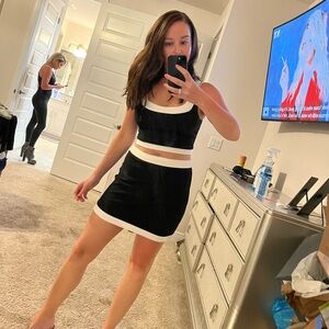 Lulus Totally Sensational Block Bodycon Mini Skirt and top set medium